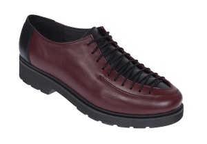 Pantofi casual dama din piele naturala - Model Visiniu cu Negru PDGINAVIS