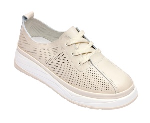 Pantofi dama casual din piele naturala cu perforatii - Karen Bej Late GSKFL9573B