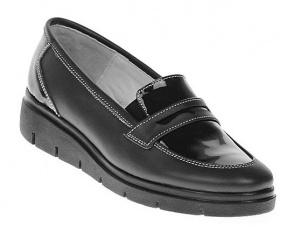Pantofi dama casual din piele naturala, foarte comozi, negru box cu lac - P105NBLA
