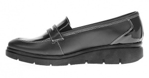 Pantofi dama casual din piele naturala, foarte comozi, negru box cu lac - P105NBLA - Img 3