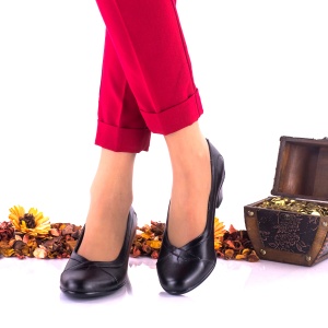 Pantofi dama casual negri din piele naturala - NA122N - Img 1