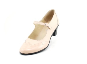 Pantofi dama comozi si eleganti, din piele naturala, cu toc de 5 cm, P104BEJ - Img 4
