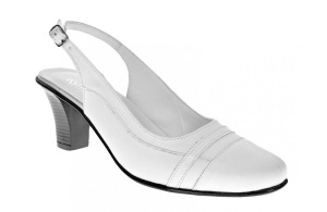 Pantofi dama decupati din piele naturala box - Model Alb cu toc 7cm S301ABOX