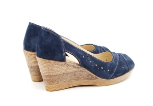 Pantofi dama decupati din piele naturala intoarsa - Bleumarin S1047BLUE - Img 2