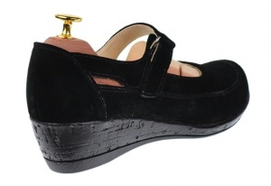 Pantofi dama decupati din piele naturala intoarsa, foarte comozi - Model Mara Negru P9154NVEL - Img 2
