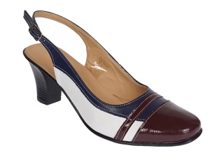 Pantofi dama decupati din piele naturala visiniu alb bleumarin - S301VABL