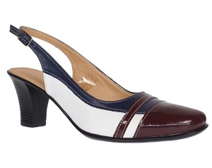 Pantofi dama decupati din piele naturala visiniu alb bleumarin - S301VABL - Img 2