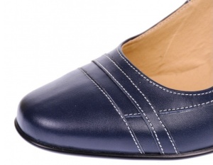Pantofi dama decupati eleganti din piele naturala cu toc de 7cm bleumarin - S301BLBOX - Img 4