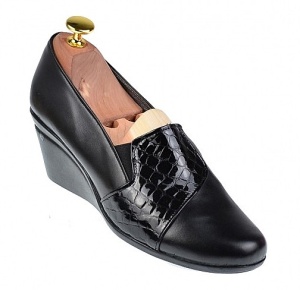 Pantofi dama din piele naturala box si croco lac cu platforme