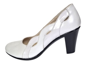Pantofi dama din piele naturala cu toc de 7cm Katty Alb P134233ALB - Img 3