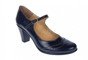 Pantofi dama eleganti din piele naturala bleumarin, box - P104BLM
