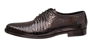 Pantofi eleganti barbati din piele naturala croco lac - Model Donato Negru - Img 4