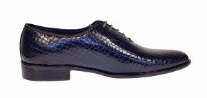 Pantofi eleganti barbati din piele naturala Havana Croco Lac Bleumarin Inchis - Img 7