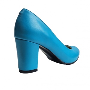 Pantofi eleganti dama, albastri, din piele naturala box, toc 6 cm - NA87A - Img 2