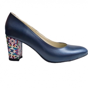 Pantofi eleganti dama, albastri, din piele naturala box, toc 6 cm - NA87ALBASTRU - Img 3
