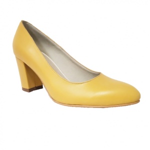Pantofi eleganti dama, galbeni, din piele naturala box, toc 6 cm - NA87G4 - Img 3