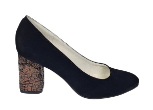 Pantofi eleganti dama negri din piele intoarsa toc aramiu 7cm - NA97N - Img 4