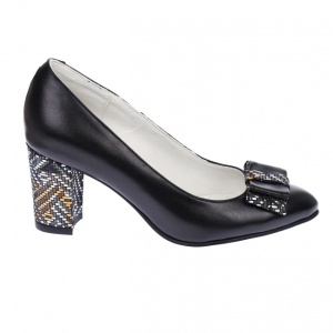 Pantofi eleganti dama, negri, din piele naturala box, toc 6 cm - NA41NEGRU - Img 2