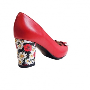 Pantofi eleganti dama, rosii, din piele naturala box, toc 6 cm - NA41R - Img 3