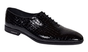 Pantofi eleganti pentru barbati, piele naturala croco Negru GKR70N - Img 4