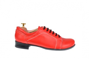 Pantofi rosii dama casual din piele naturala - RED1R - Img 4