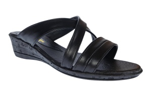 Papuci dama de vara cu platforme de 5 cm, din piele naturala, NEGRU, PAP21N - Img 4