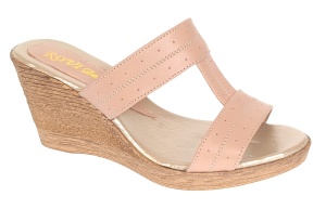 Papuci dama din piele naturala cu platforme de 7cm Nude PAP300NUD