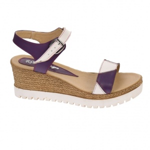 Sandale dama, casual, alb si mov ,din piele naturala, cu platforma de 7 cm - S103AMOV - Img 4
