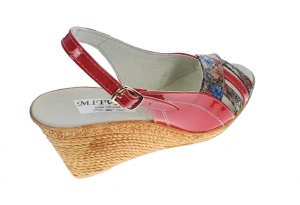 Sandale dama de vara cu platforme de 7 cm, din piele naturala lacuita, rosie, S50LACROSU - Img 3