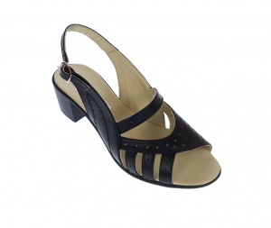 Sandale dama de vara cu toc de 5 cm, din piele naturala, neagra, S26NBOX - Img 4