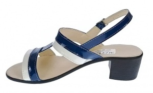 Sandale dama din piele naturala, alb bleumarin lac - S7ABL - Img 3