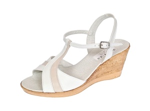 Sandale dama din piele naturala Alb cu Bej si platforme de 7cm S61AB - Img 7