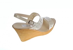 Sandale dama, din piele naturala, CREM - LAC, cu platforme de 9 cm, S46CREMLAC - Img 5
