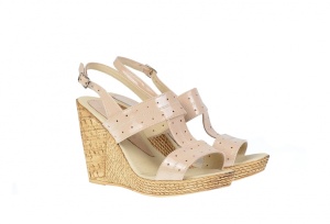 Sandale dama din piele naturala cu platforme de 10 cm S300BEJLAC - Img 2