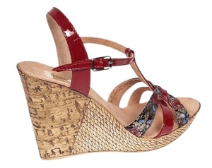 Sandale dama din piele naturala cu platforme de 10cm Rosu Floral BVS82LR - Img 3
