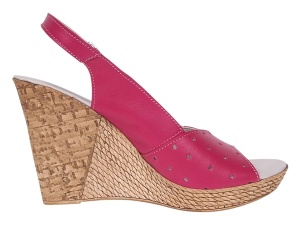 Sandale dama din piele naturala cu platforme de 10cm Roz Floral BVS47IVR - Img 6