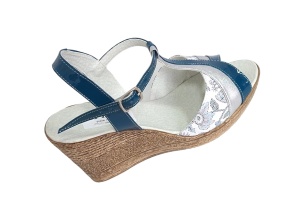 Sandale dama din piele naturala, cu platforme de 7 cm, Bleu, MVS71BLCOL - Img 3