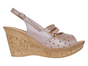 Sandale dama din piele naturala cu platforme de 8.5 cm Nude Floral BVS46XFN - Img 2
