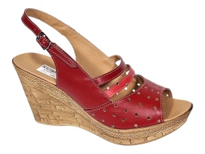 Sandale dama din piele naturala cu platforme de 8.5 cm Rosu BVS46XR - Img 8