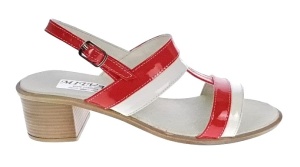 Sandale dama din piele naturala, lac, combinatie de culori, Rosu, Alb, toc de 5cm - S7AR - Img 3