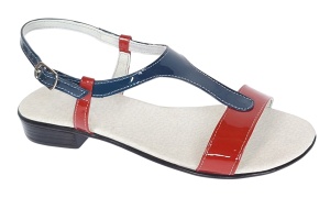 Sandale dama din piele naturala lac - Model rosu cu bleumarin S16RBLAC - Img 7