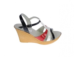 Sandale dama, din piele naturala, Platforme 7cm, Rosu, Alb, Negru, LAC, S47RAN1