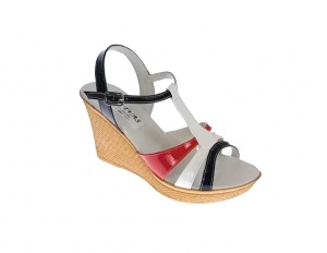 Sandale dama, din piele naturala, Platforme 7cm, Rosu, Alb, Negru, LAC, S47RAN1 - Img 6