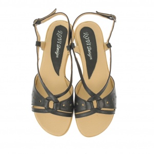 Sandale dama, din piele naturala, platforme de 2cm, culoare negru box- S36NBOX - Img 2