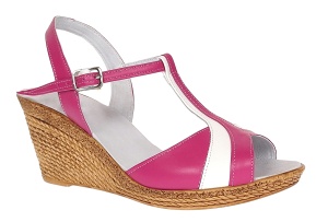Sandale dama din piele naturala Roz cu Alb - Model cu toc de 7cm S61ROZ - Img 7