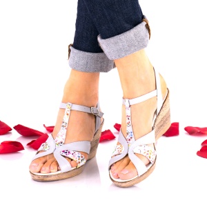 Sandale dama gri cu model din piele naturala - NA119COLORGRI - Img 1