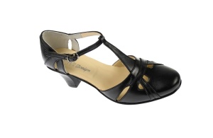 Sandale dama, negre, din piele naturala cu toc de 7cm - S48BOXN - Img 4