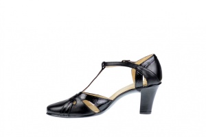 Sandale negre dama din piele naturala cu toc de 7cm - S48LACN - Img 3