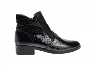 Botine dama negre din piele naturala croco lac NA316N