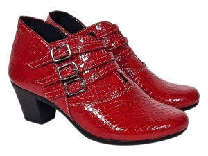 Botine dama rosii din piele naturala Croco cu toc de 6 cm BVS63CRR - Img 6